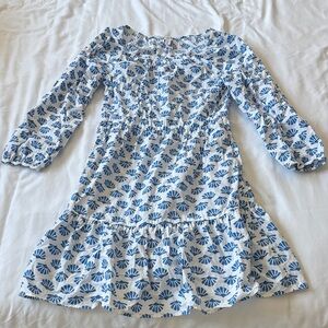 J. Crew Blue & White Cotton Block Print Dress, Size 6